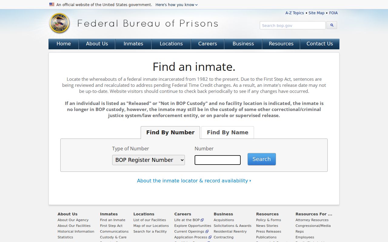 Chadbourn criminal history federal inmate locator search