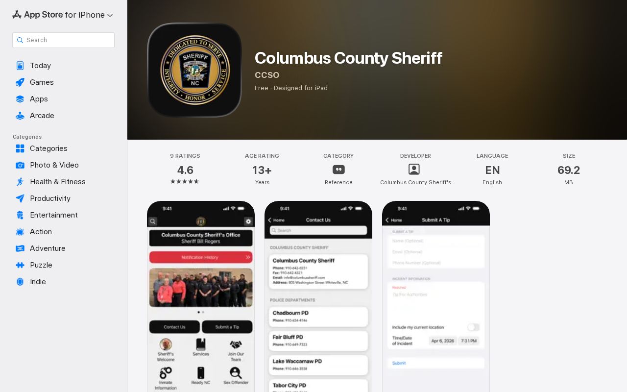 Columbus County arrest search in official sheriff mobile app