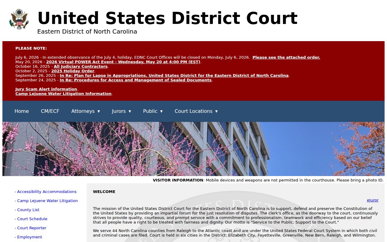 Columbus County criminal records Eastern District federal court source