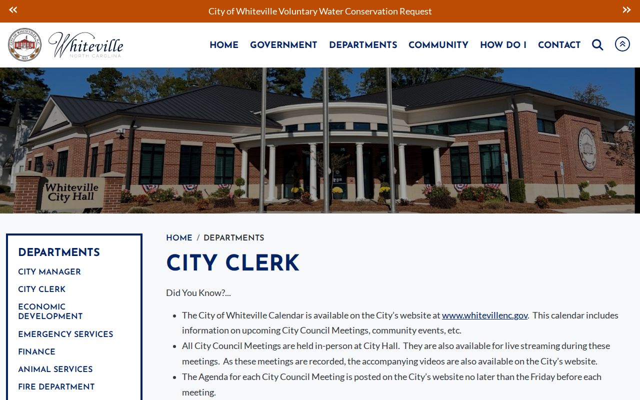 Whiteville criminal records public request page